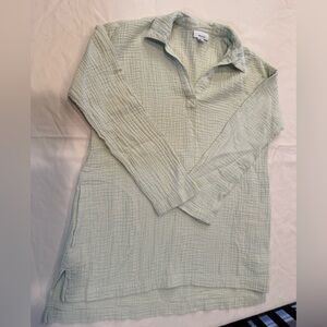 J. Jill Pure Jill Cotton Gauze Tunic Top Sage Green Relaxed Fit Sz Small Petite